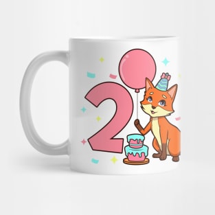I am 2 with fox - girl birthday 2 years old Mug